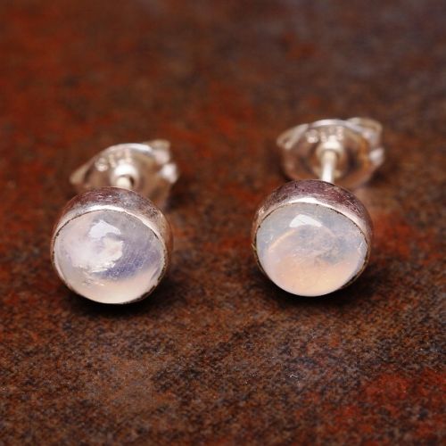 Handmade Rainbow Moonstone Studs 01