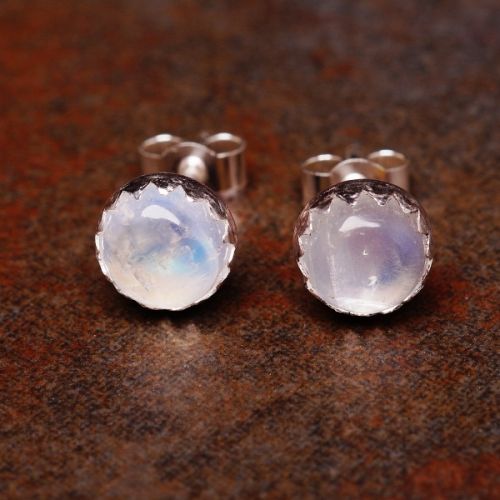 Handmade Rainbow Moonstone Studs 02