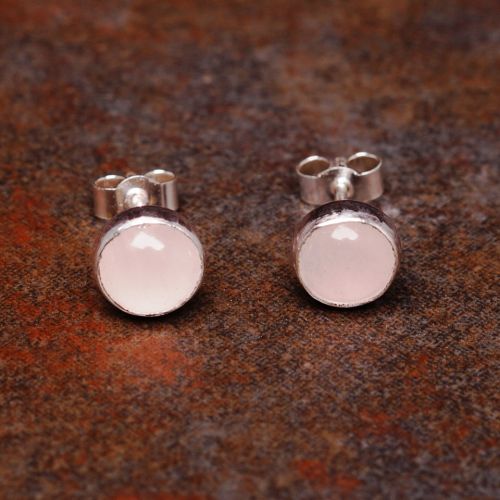 Handmade Rose Quartz Studs 01