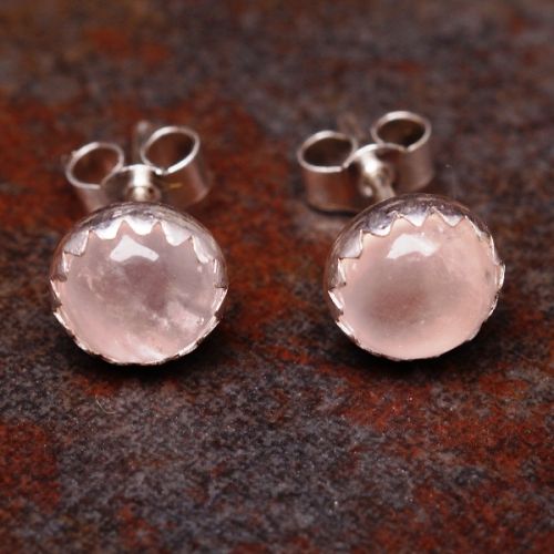 Handmade Rose Quartz Studs 02