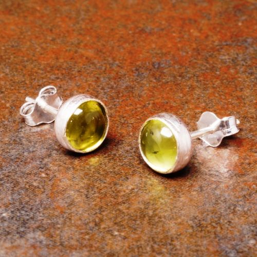 Handmade sterling silver peridot studs