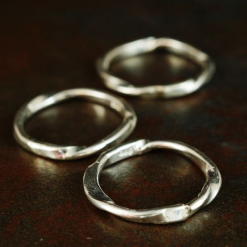 Handcrafted recycled sterling silver unisex octagonal flow rings for everyday wear