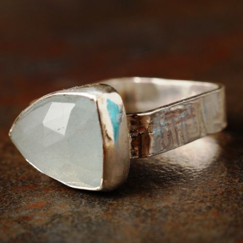Handcrafted Aquamarine Square Sterling Silver Ring