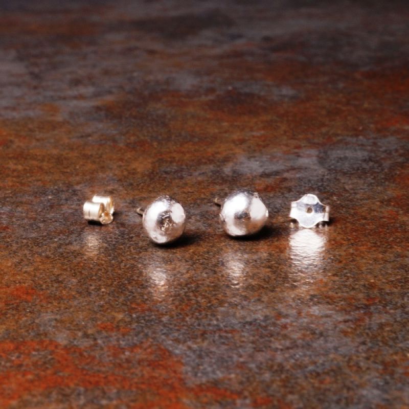 Sterling Silver Organic Studs close up