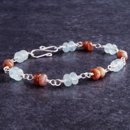 Aquamarine Sunstone Bracelet 01 Full View