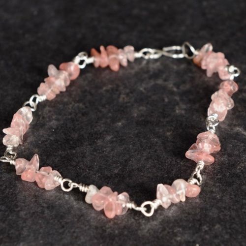 Cherry Quartz Chip Bracelet Full View