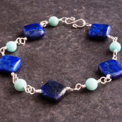 Larimar Lapis Lazuli Bracelet 01 Full View