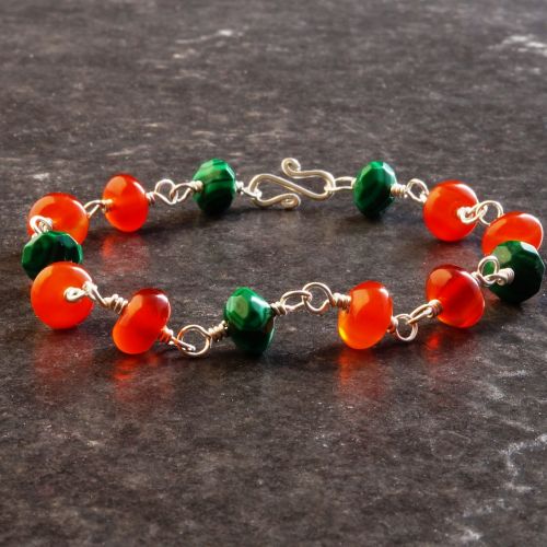 Carnelian Malachite Bracelet 02 Full View