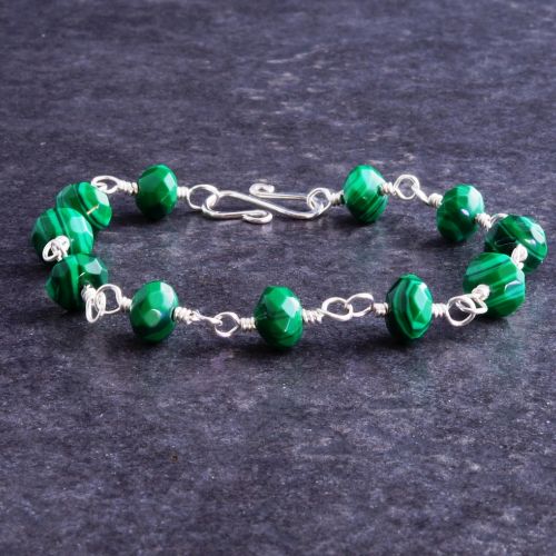 Faceted Malachite Bracelet 01 Full View