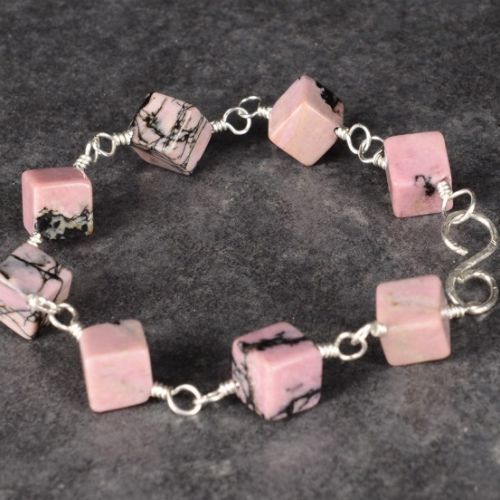 Diamond Rhodonite Bracelet 01 Full View