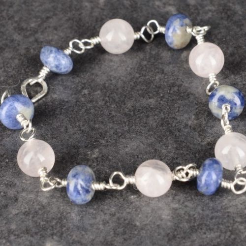 Sodalite Rose Quartz Bracelet 01 Full View