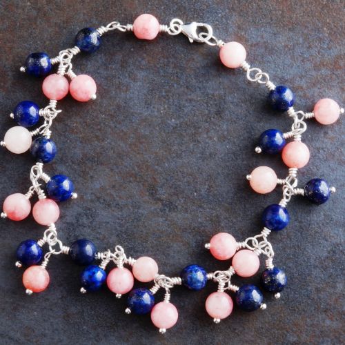 Lapis Lazuli Rhodochrosite Charm Bracelet 01 Full View