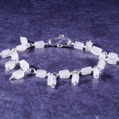 Handmade Sterling Silver Moonstone Charm Bracelet