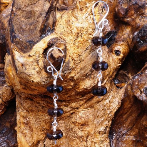 Smokey Quartz Dangle Earrings 01 Full View