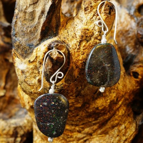 Handmade sterling silver Andamooka Opal Earrings