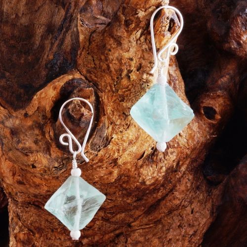 Sparkling Blue Fluorite Earrings 03 Full View