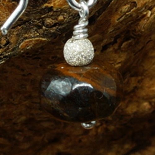 Handmade sterling silver Golden Tiger's Eye Earrings 03 Close Up