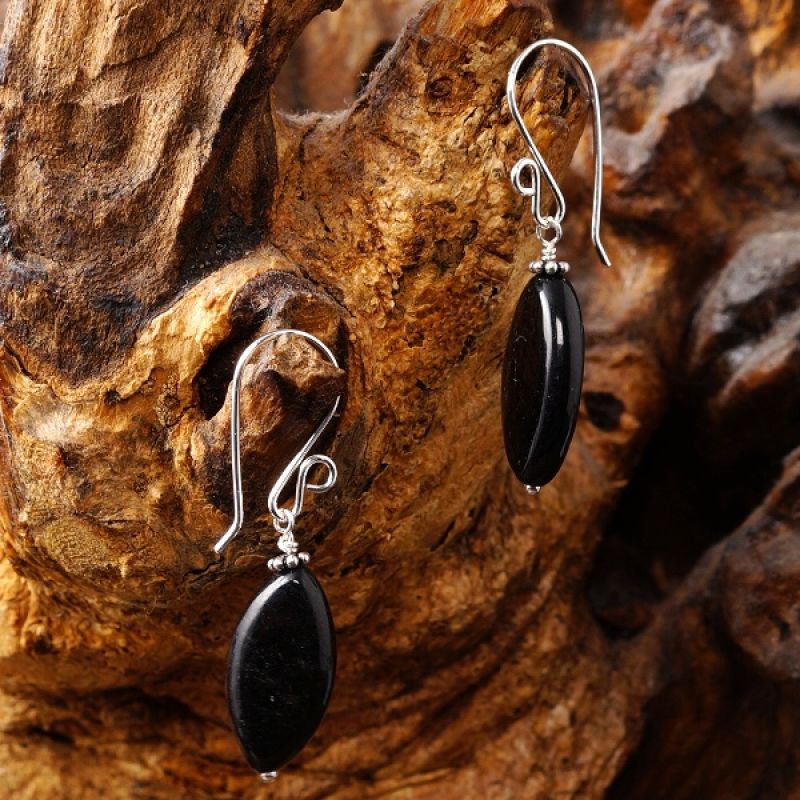 Handcrafted sterling silver wire wrapped elegant Hypersthene Earrings for everyday wear