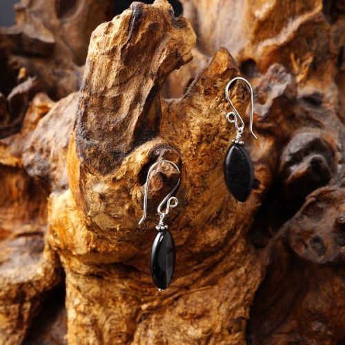 Handcrafted sterling silver wire wrapped elegant Hypersthene Earrings for everyday wear