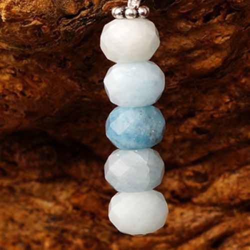 Handmade sterling silver wire wrapped Stacked Ombre Aquamarine Earrings 02 close up