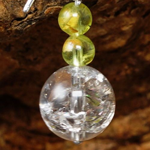 Handmade sterling silver wire wrapped Peridot Smokey Citrine earrings