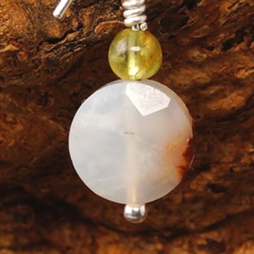 Handmade sterling silver wire wrapped Peridot Chrysoprase Coin earrings