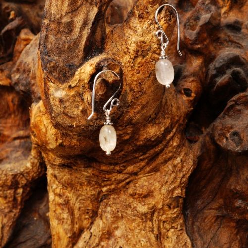 Handcrafted sterling silver wire wrapped elegant oval purple Apatite earrings for everyday wear