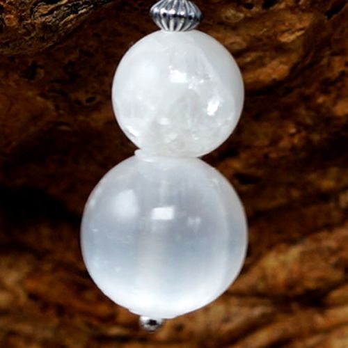 Handmade sterling silver wire wrapped Selenite Earrings 06