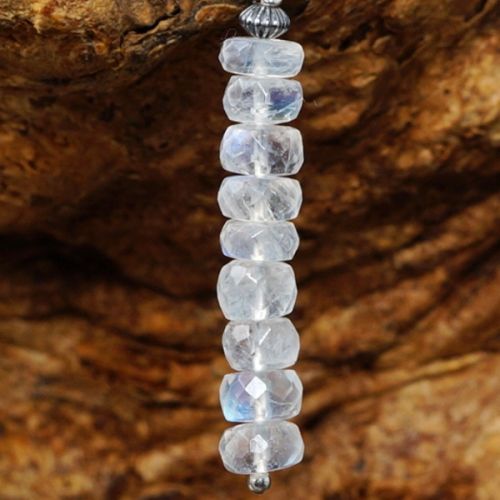 Elegant sterling silver wire wrapped stacked Rainbow Moonstone Earrings 01