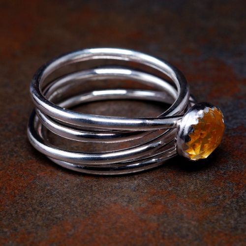 Handmade sterling silver citrine chaos ring 02