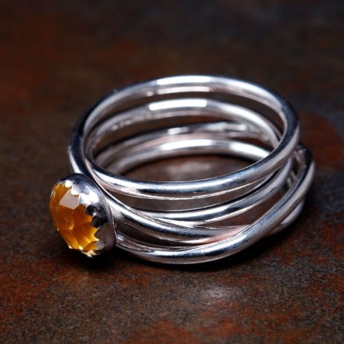 Handmade sterling silver citrine chaos ring 02