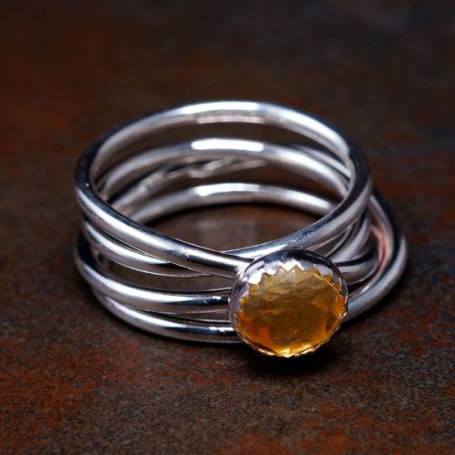 Handmade sterling silver citrine chaos ring 02